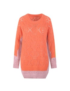 color-block long-sleeve knitted top