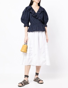 ruffled wrap blouse +2color