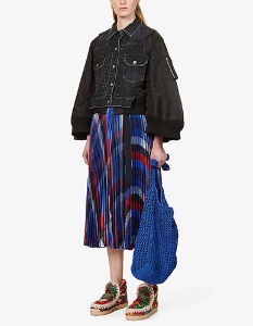 pleated checked midi skirt +2color